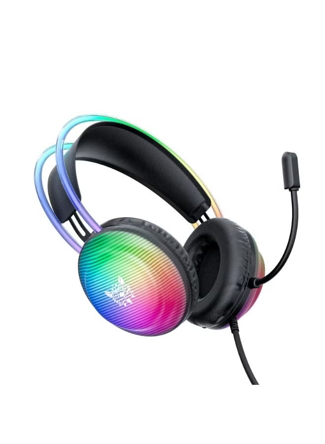 onikuma X29 RGB USB Wired Gaming Headset with 7.1 Surround Sound and Noise Cancelling Microphone, 50mm Stereo Drivers, Adjustable Headband and Comfortable Over-Ear Design for PC and Gaming Consoles - Image 5